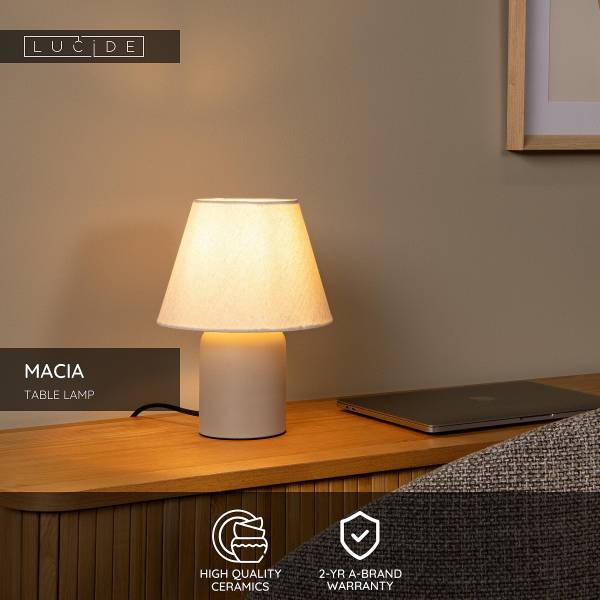 Tischleuchte Macia - Keramik - Beige