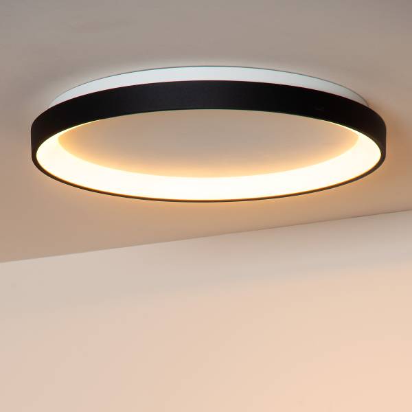 LED-Deckenleuchte Vidal - Acrylglas - Schwarz - Durchmesser: 48 cm