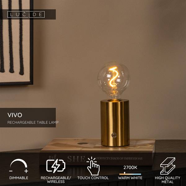 Akku-Tischleuchte Vivo - Eisen - Gold