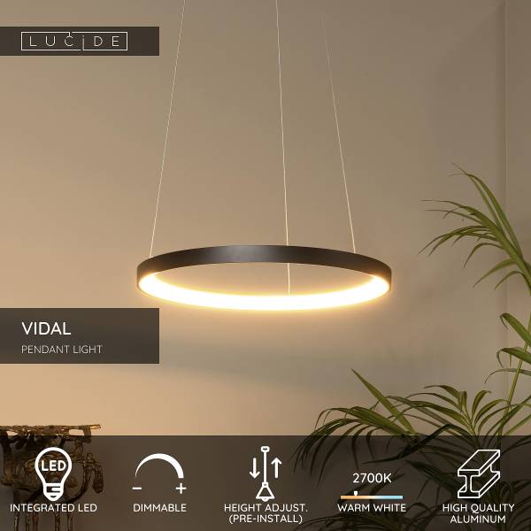 LED-Pendelleuchte Vidal - Aluminium - Schwarz