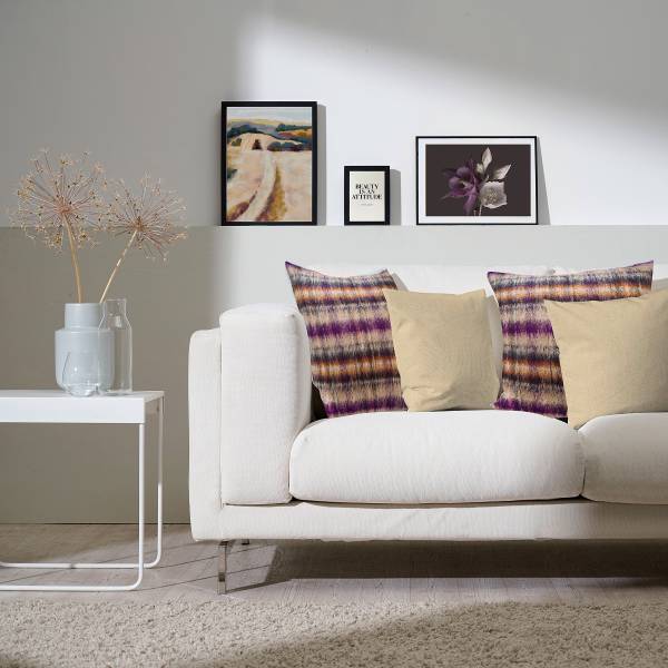 Dekokissen Celine - Jacquard-Gewebe - Mauve / Lila / Natur - 48 x 48 cm