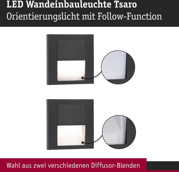 LED-Einbauleuchte Tsaro - Kunststoff - Schwarz