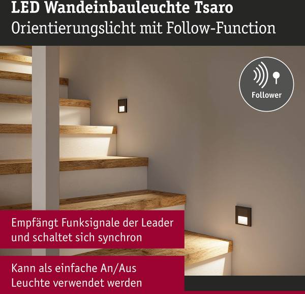 LED-Einbauleuchte Tsaro - Kunststoff - Schwarz