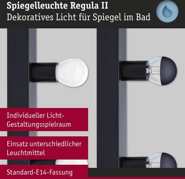 Wandleuchte Regula II Typ A - Aluminium - Schwarz - Flammenanzahl: 4