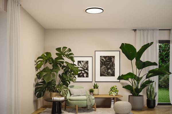 LED-Deckenleuchte Atria Shine WS Rund - Kunststoff - Schwarz