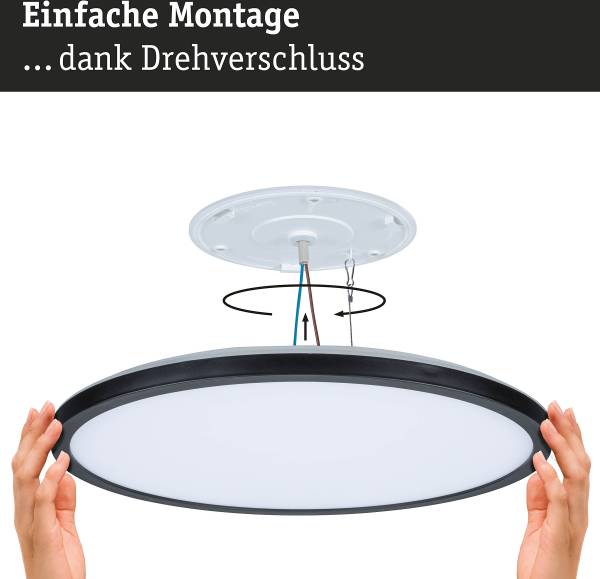 LED-Deckenleuchte Atria Shine WS Rund - Kunststoff - Schwarz