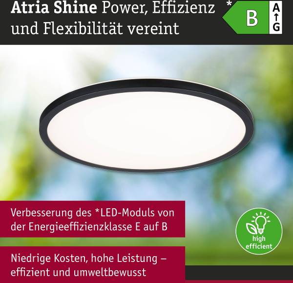 LED-Deckenleuchte Atria Shine WS Rund - Kunststoff - Schwarz