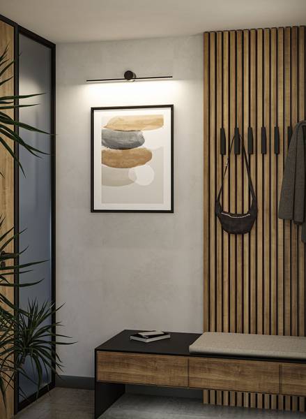 LED-Wandleuchte Sava - Aluminium - Schwarz - Breite: 60 cm