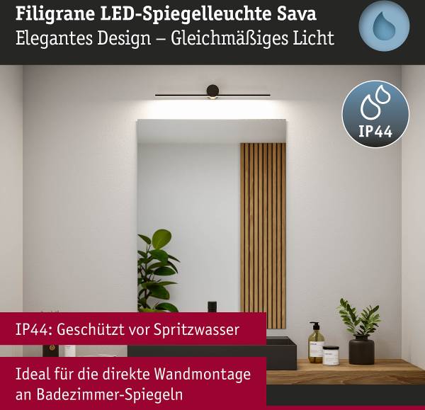 LED-Wandleuchte Sava - Aluminium - Schwarz - Breite: 60 cm
