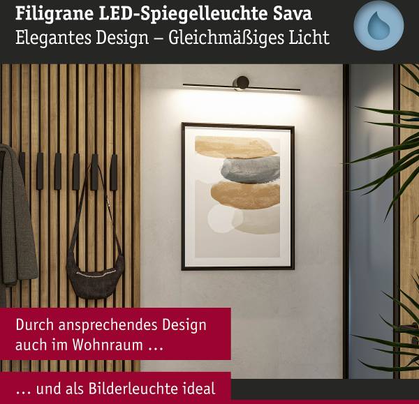 LED-Wandleuchte Sava - Aluminium - Schwarz - Breite: 60 cm