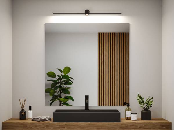 LED-Wandleuchte Sava - Aluminium - Schwarz - Breite: 90 cm