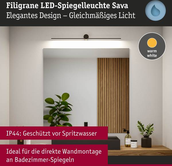 LED-Wandleuchte Sava - Aluminium - Schwarz - Breite: 90 cm