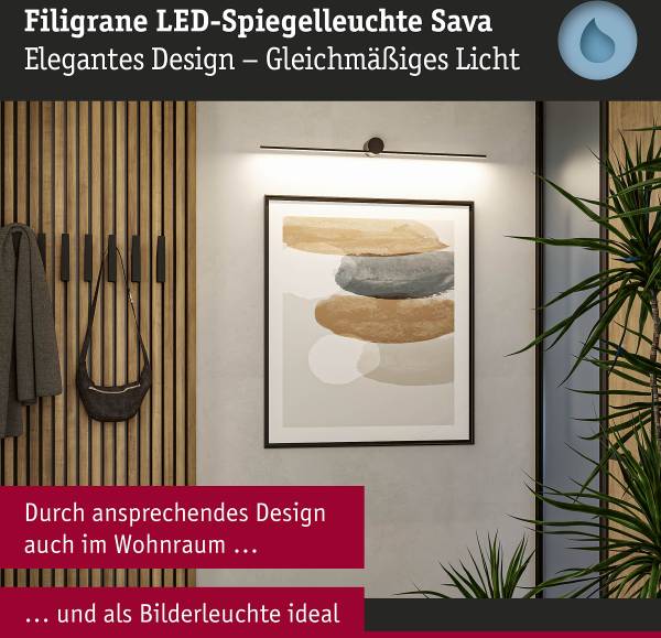 LED-Wandleuchte Sava - Aluminium - Schwarz - Breite: 90 cm