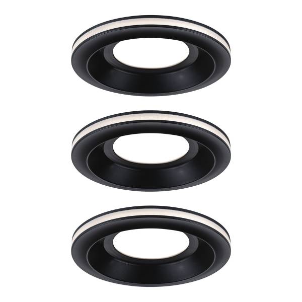 LED-Einbauleuchte Sormus - Kunststoff - Schwarz - 3er Set