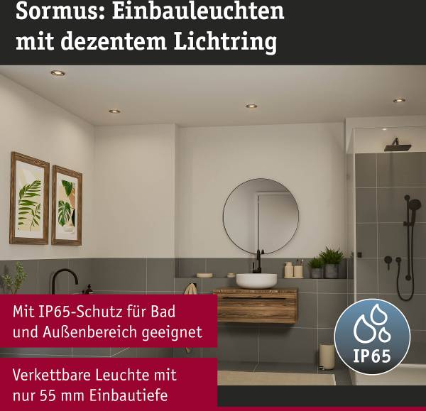 LED-Einbauleuchte Sormus - Kunststoff - Schwarz - 3er Set