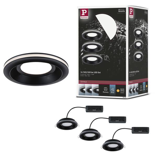 LED-Einbauleuchte Sormus - Kunststoff - Schwarz - 3er Set