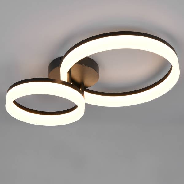 LED-Deckenleuchte Scope mit 2 Ringen - Acrylglas / Eisen - 1-flammig - Schwarz