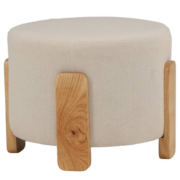 Polsterhocker Coffey - Weiß - Webstoff