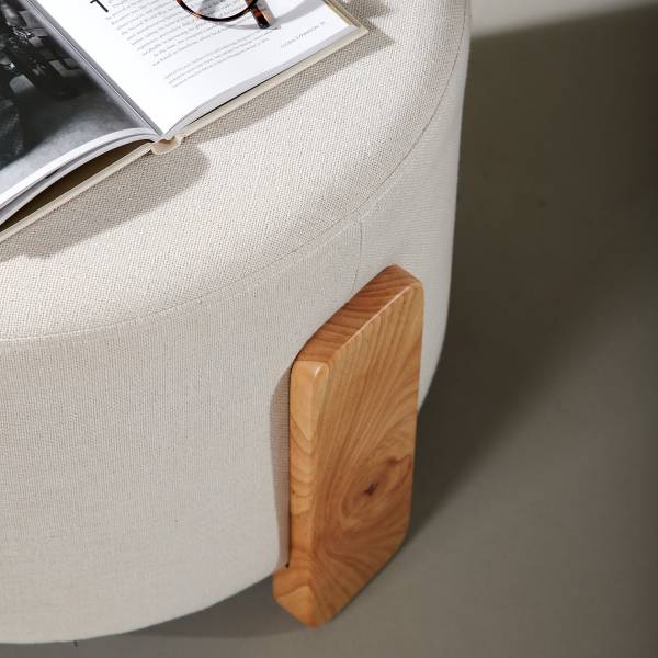 Polsterhocker Coffey - Weiß - Webstoff