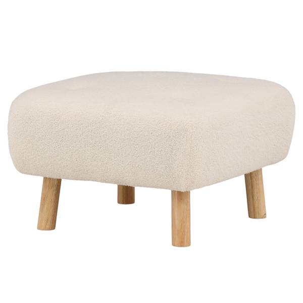 Polsterhocker Salina - Weiß - Teddystoff - 60 x 28 x 60 cm