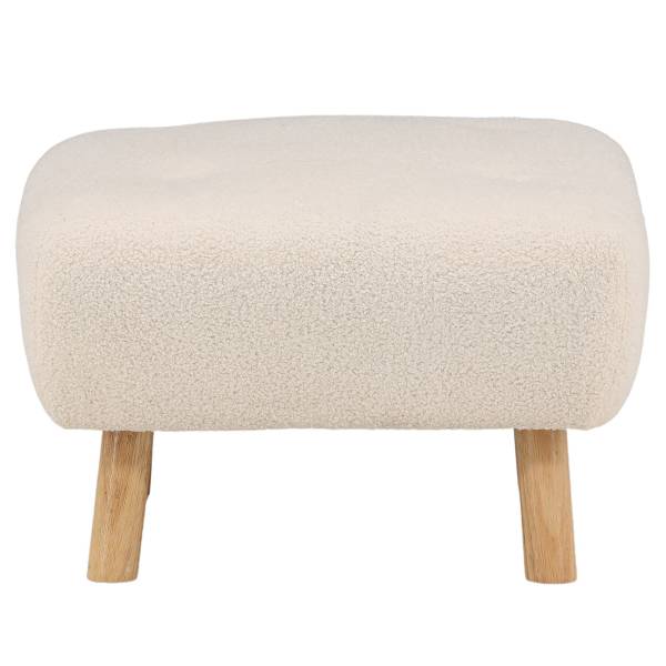 Polsterhocker Salina - Weiß - Teddystoff - 60 x 28 x 60 cm