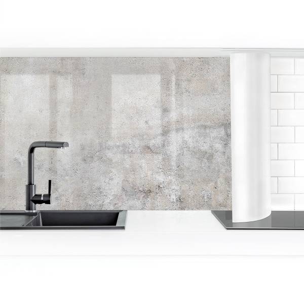 Küchenrückwand Shabby Betonoptik Premium - Polypropylen - Grau - 300 x 60 cm