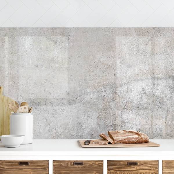 Küchenrückwand Shabby Betonoptik Premium - Polypropylen - Grau - 300 x 60 cm