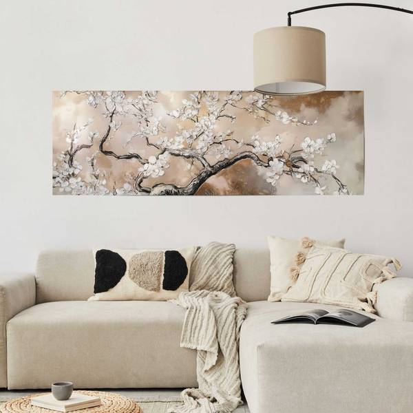 Poster Rustikale Blumen - Papier - Beige