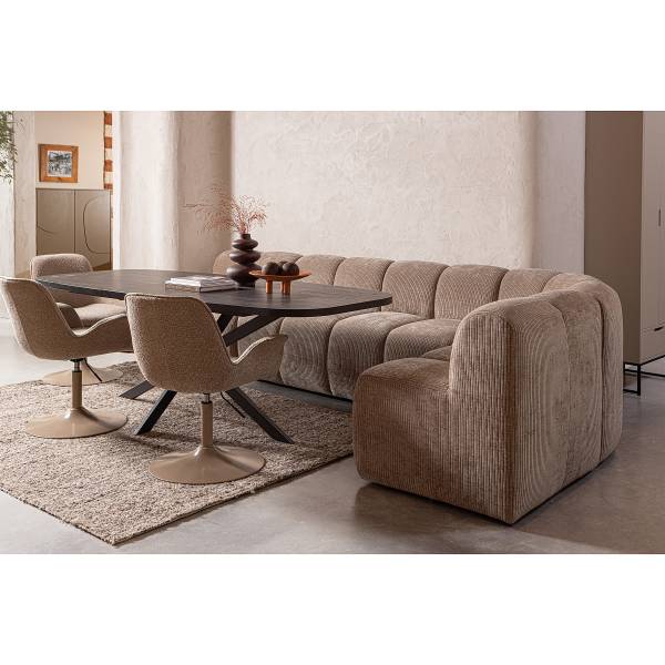 Drehbarer Armlehnenstuhl Marten Typ A - Beige - Chenille - Eisen - 70 x 90 x 66 cm