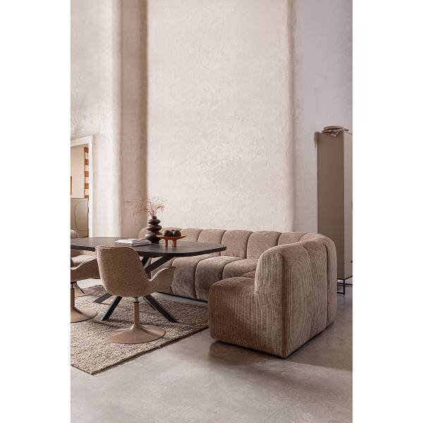 Drehbarer Armlehnenstuhl Marten Typ A - Beige - Chenille - Eisen - 70 x 90 x 66 cm