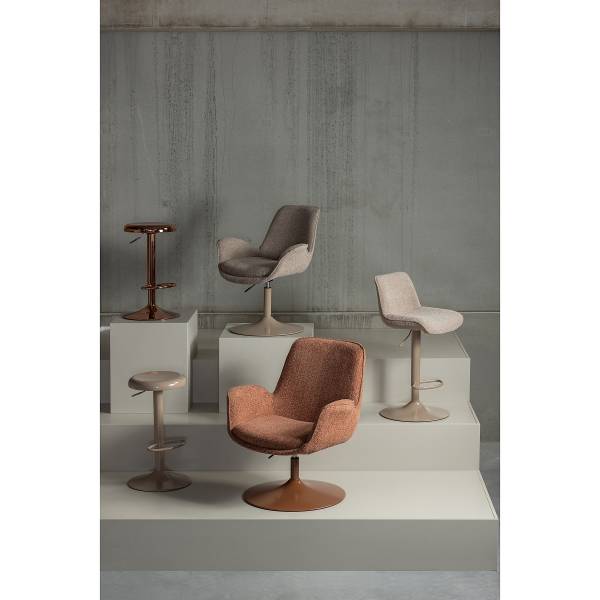 Drehbarer Armlehnenstuhl Marten Typ A - Beige - Chenille - Eisen - 70 x 90 x 66 cm