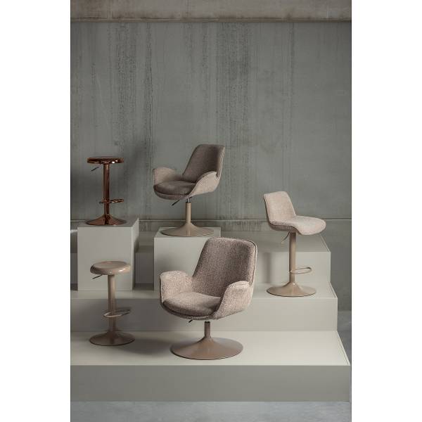 Drehbarer Armlehnenstuhl Marten Typ A - Beige - Chenille - Eisen - 70 x 90 x 66 cm