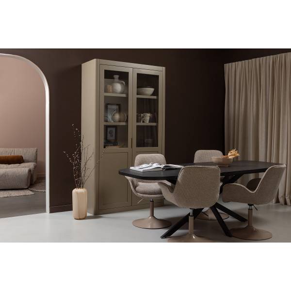 Drehbarer Armlehnenstuhl Marten Typ A - Beige - Chenille - Eisen - 70 x 90 x 66 cm
