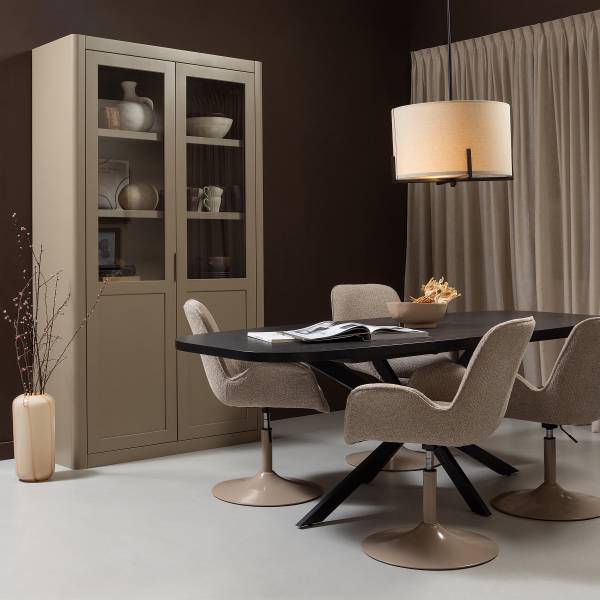 Drehbarer Armlehnenstuhl Marten Typ A - Beige - Chenille - Eisen - 70 x 90 x 66 cm