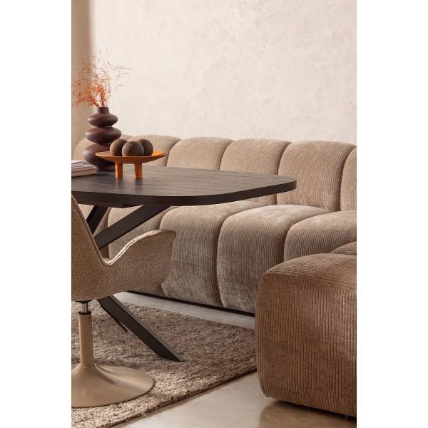 Drehbarer Armlehnenstuhl Marten Typ A - Beige - Chenille - Eisen - 70 x 90 x 66 cm