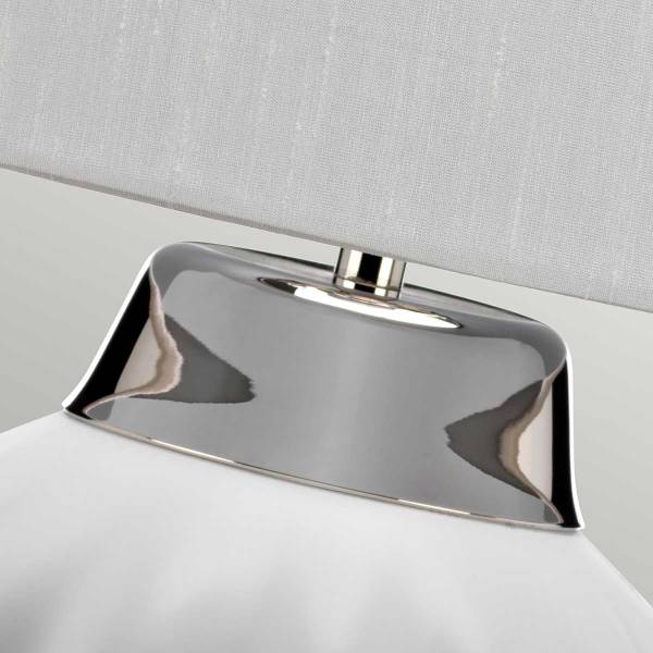 Tischleuchte Bexley - Stahl / Keramik - Weiß / Silber