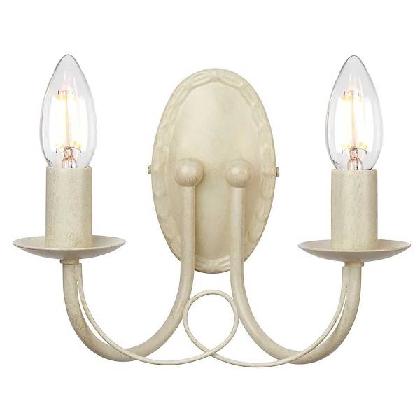 Wandleuchte Minster - Stahl - Ivory - Flammenanzahl: 2