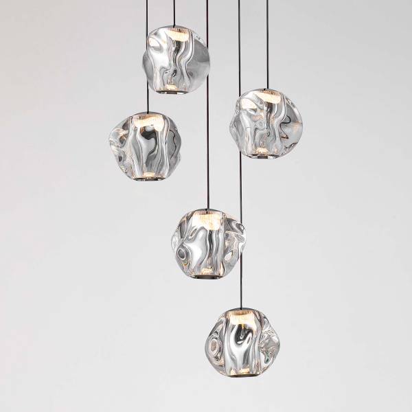 Pendelleuchte Ifos Typ B - Aluminium / Acrylglas - Schwarz - Flammenanzahl: 5