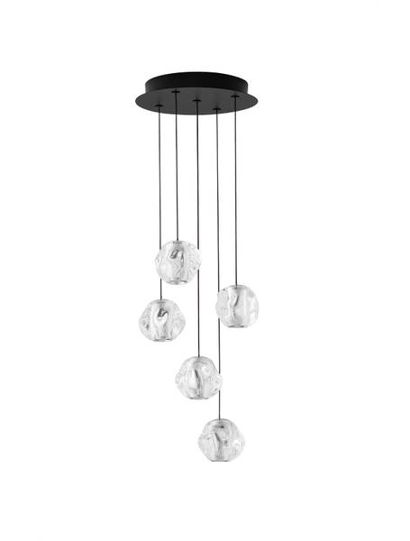 Pendelleuchte Ifos Typ B - Aluminium / Acrylglas - Schwarz - Flammenanzahl: 5