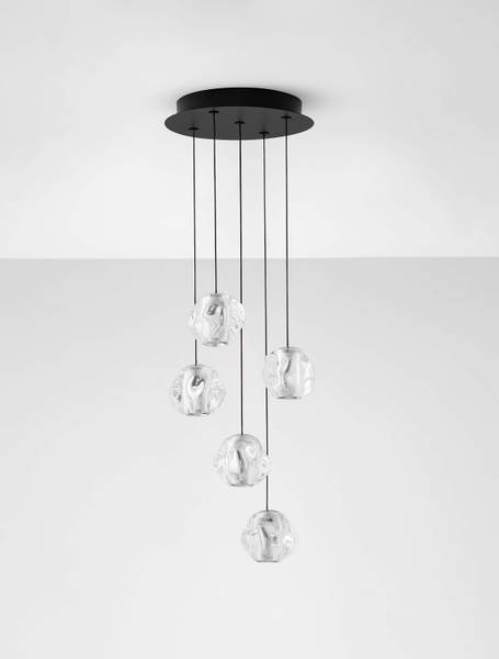 Pendelleuchte Ifos Typ B - Aluminium / Acrylglas - Schwarz - Flammenanzahl: 5