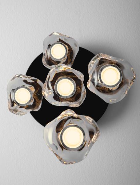 Pendelleuchte Ifos Typ B - Aluminium / Acrylglas - Schwarz - Flammenanzahl: 5