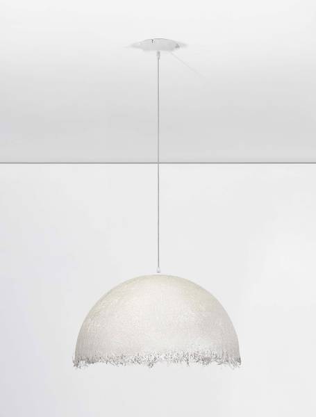 Pendelleuchte Lalu - Fiberglas - Weiß - Durchmesser: 60 cm