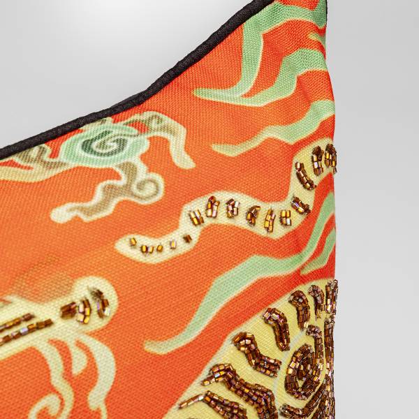 Dekokissen Tiger Love Typ B - Polyester / Samt - Schwarz / Orange