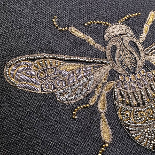 Dekokissen Glitter Bee - Leinen / Polyester - Schwarz