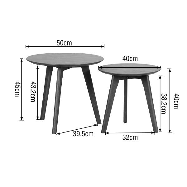Furniertes Beistelltisch-Set Nilla - Walnuss