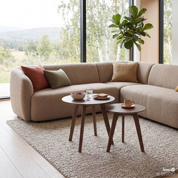 Furniertes Beistelltisch-Set Nilla - Walnuss