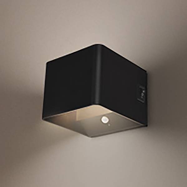 Akku LED-Wandleuchte Borra - Aluminium / Polypropylen - Schwarz