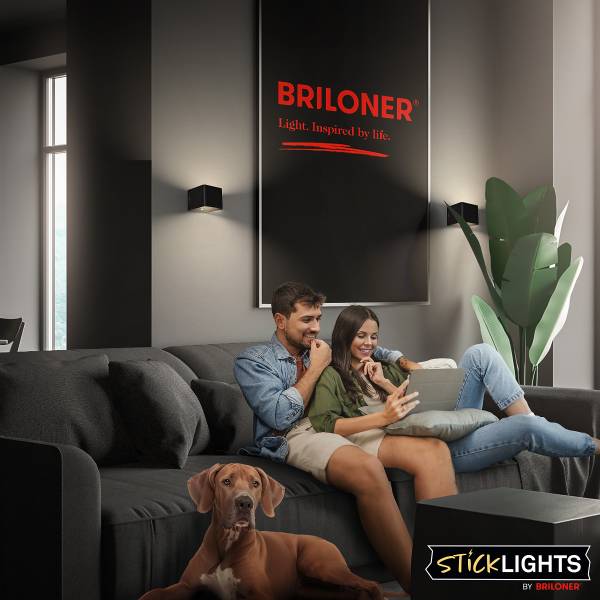 Akku LED-Wandleuchte Borra - Aluminium / Polypropylen - Schwarz