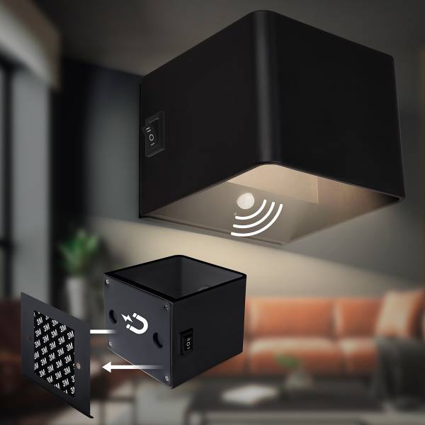Akku LED-Wandleuchte Borra - Aluminium / Polypropylen - Schwarz