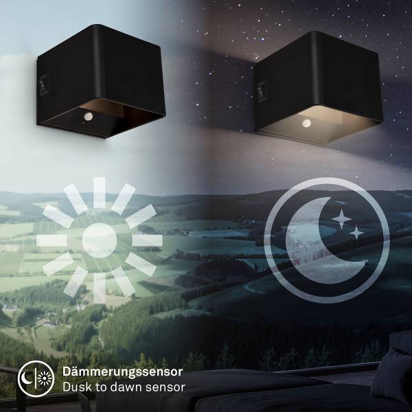 Akku LED-Wandleuchte Borra - Aluminium / Polypropylen - Schwarz